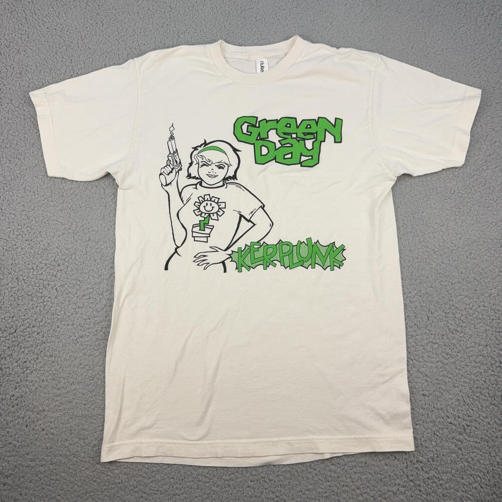 Green Day Shirt Mens Medium White Kerplunk Album Graphic Band Tee Tultex